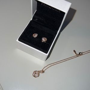 Brand New Pandora Knot Earrings and Necklace
